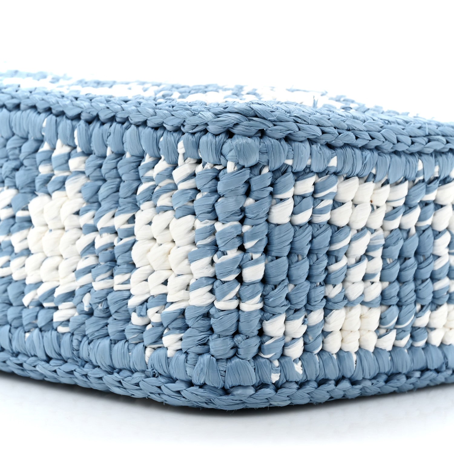 Prada Yarn Raffia Effect Crochet Embroidered Mini Re-Edition 1978 Shoulder Bag Celeste 8 of 10