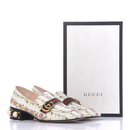 Gucci Calfskin Web Pearl Floral Embellished Peyton Loafer 40 White Multicolor 11 of 11