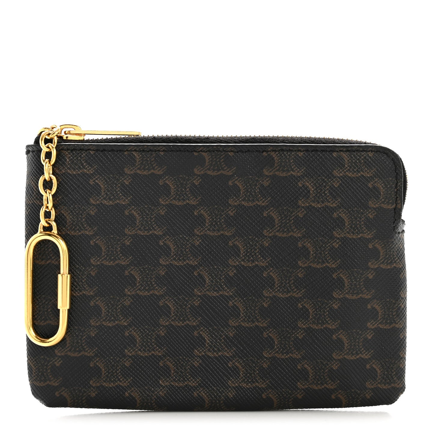 Triomphe Canvas Coin and Card Pouch With Hook Black