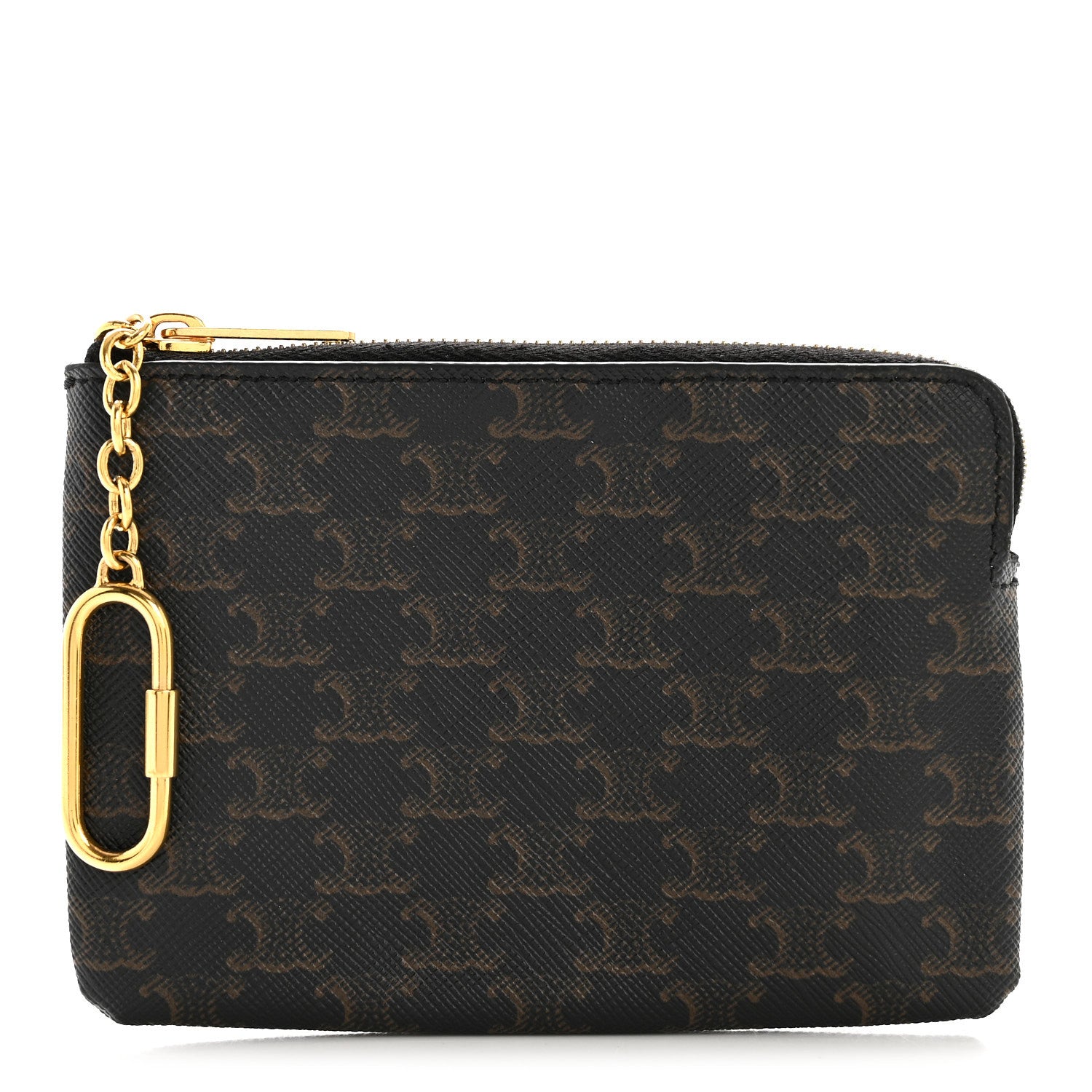 Celine Triomphe Canvas Coin and Card Pouch With Hook Black 1 of 7