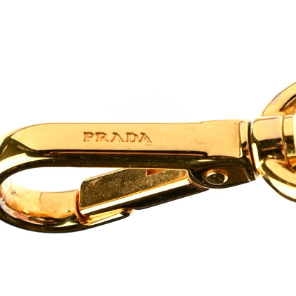 Prada Steel Enamel Logo Kitty Keychain Gold Black 3 of 3