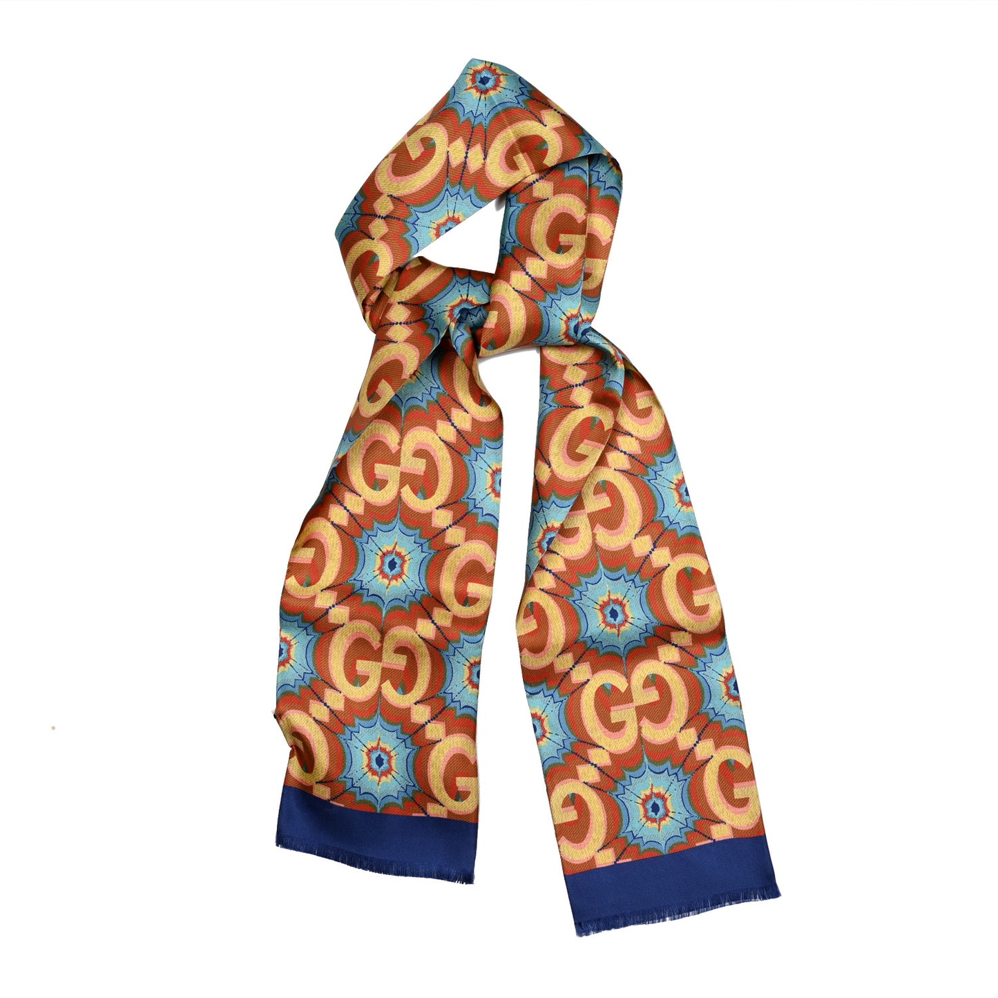 Silk Twill Sr Chocy Scarf Light Brown Yellow