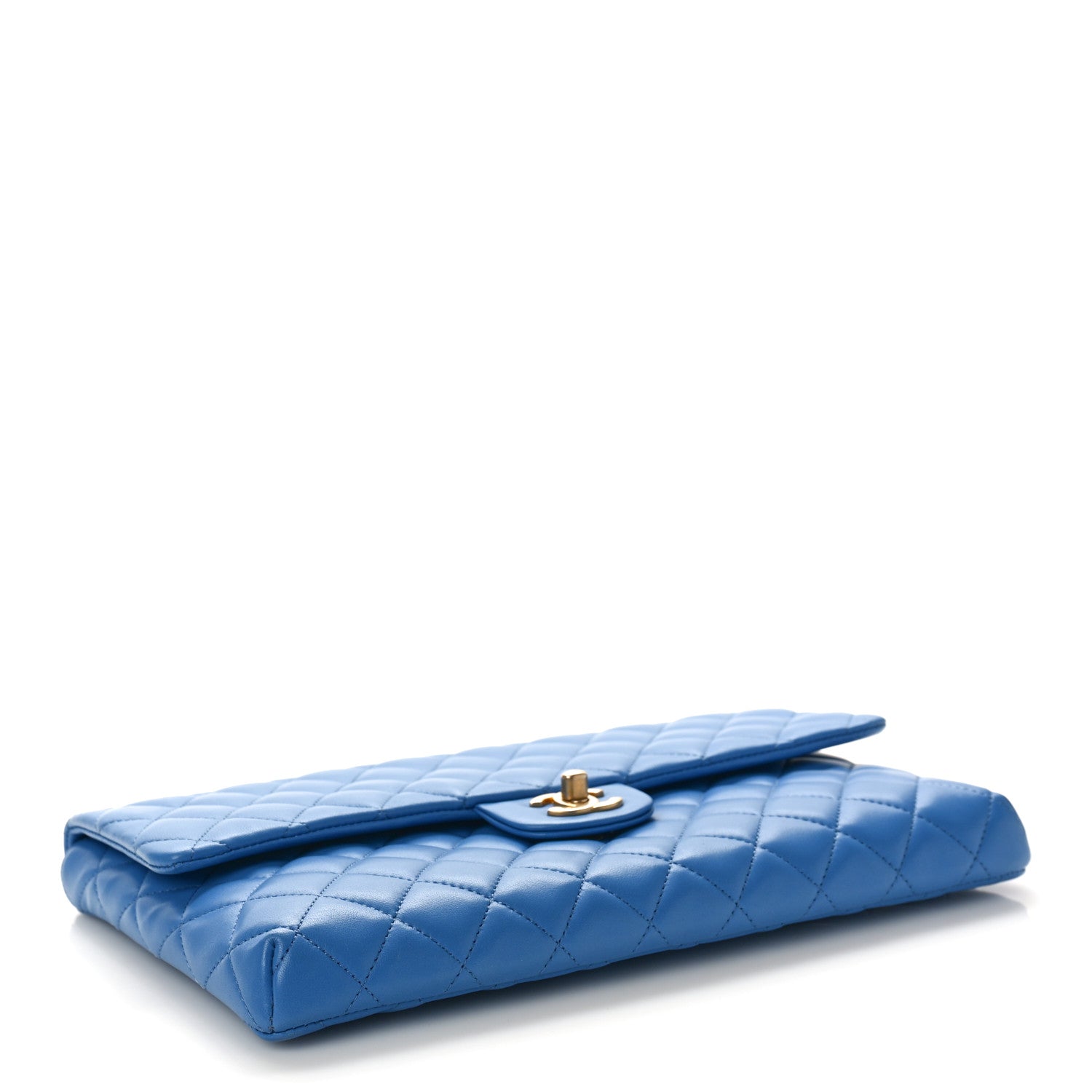 Chanel Lambskin Quilted Clutch Flap Blue 4 of 9
