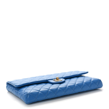 Chanel Lambskin Quilted Clutch Flap Blue 4 of 9