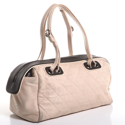 Chanel Lambskin Quilted CC Tote Bag Beige Clair Brown 3 of 7