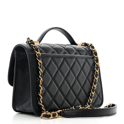 Chanel Caviar Quilted Small School Memory Top Handle Flap Navy 3 of 10
