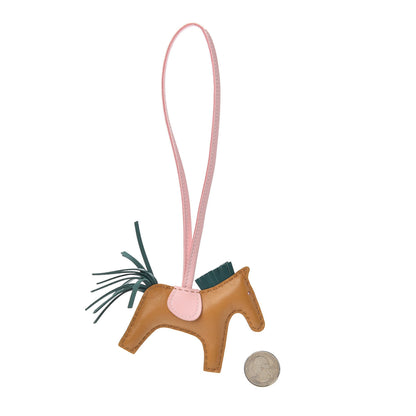 Hermes Milo Lambskin Grigri Rodeo Horse Bag Charm PM Sesame Malachite Rose Sakura 2 of 4