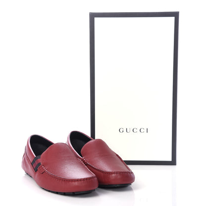 Gucci Calfskin Web Mens Driver Loafers 8 Red 11 of 11