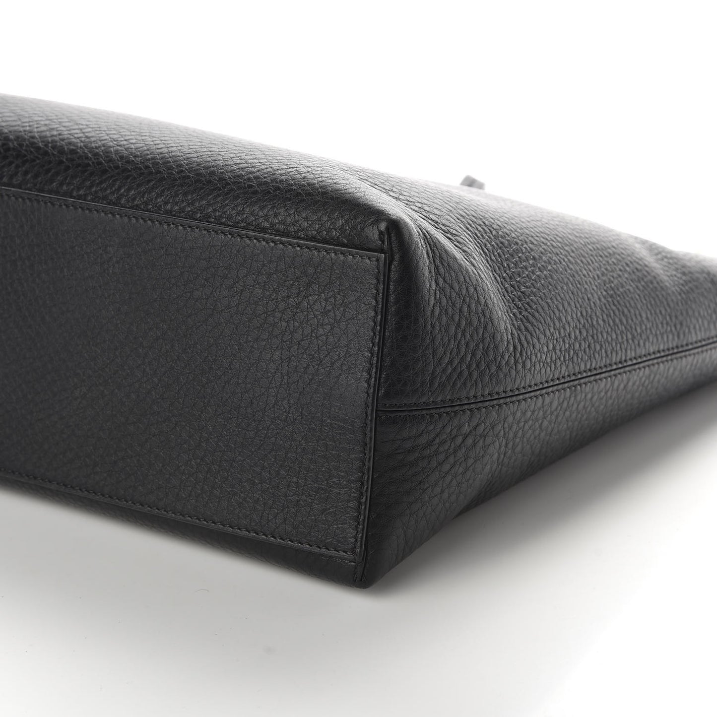 Grained Calfskin Rockstud Shoulder Tote Black