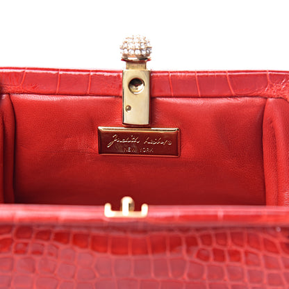 Judith Leiber Crocodile Crystal Evening Bag Red 7 of 14