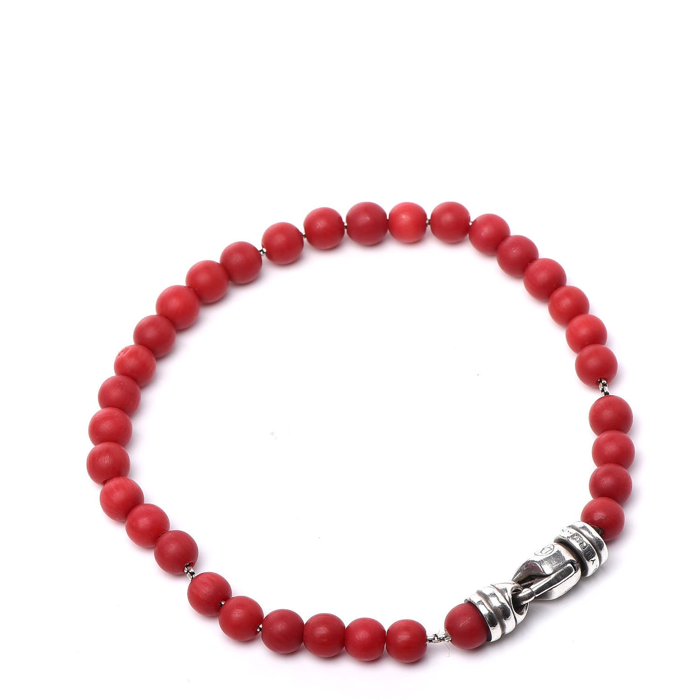 Sterling Silver Coral 6mm Spiritual Beads Bracelet