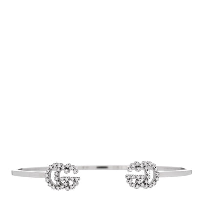 Gucci 18K White Gold Diamond GG Running Cuff Bracelet 1 of 4