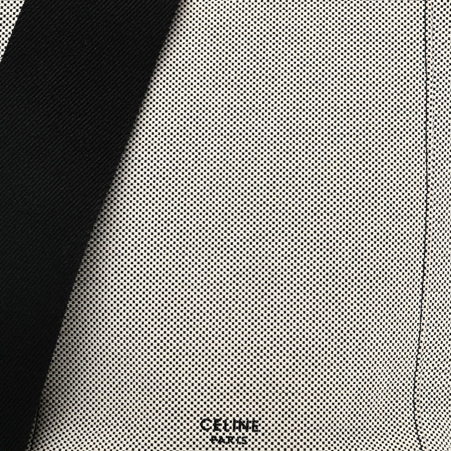 Textured Canvas Small Sangle Bucket Bag Black White