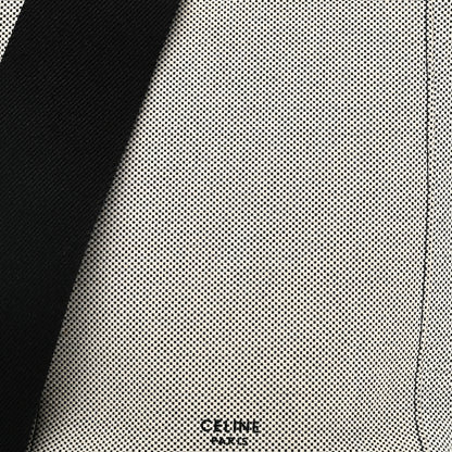 Celine Textured Canvas Small Sangle Bucket Bag Black White 7 of 9