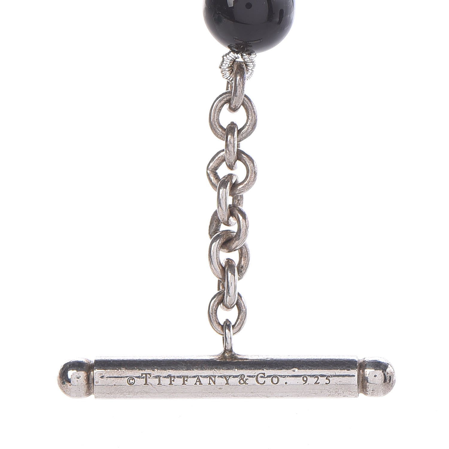 Tiffany Sterling Silver Black Onyx Bead Toggle Necklace 6 of 6