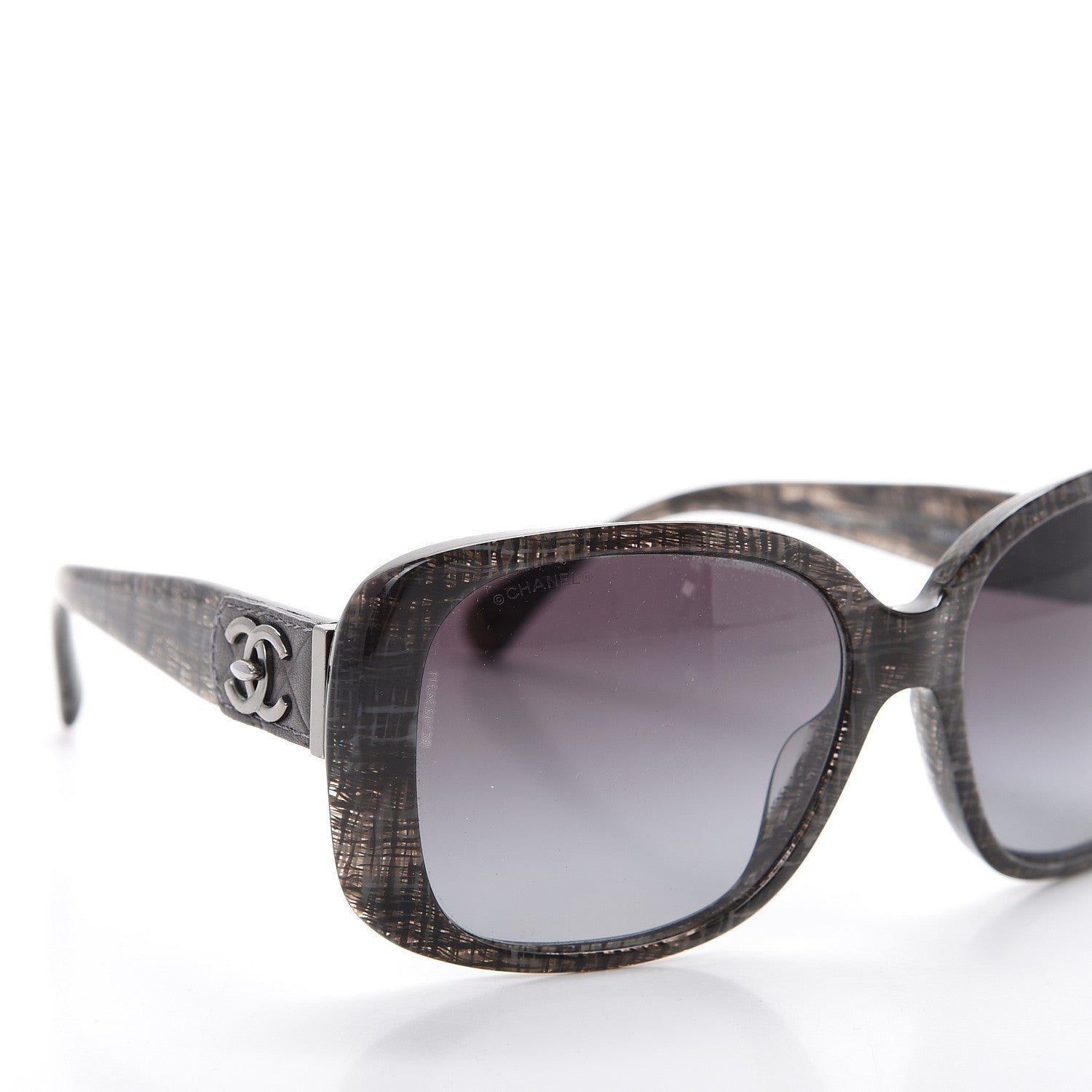 Chanel Tweed Effect Quilted CC Turnlock Sunglasses 5234 C Dark Grey 7 of 8