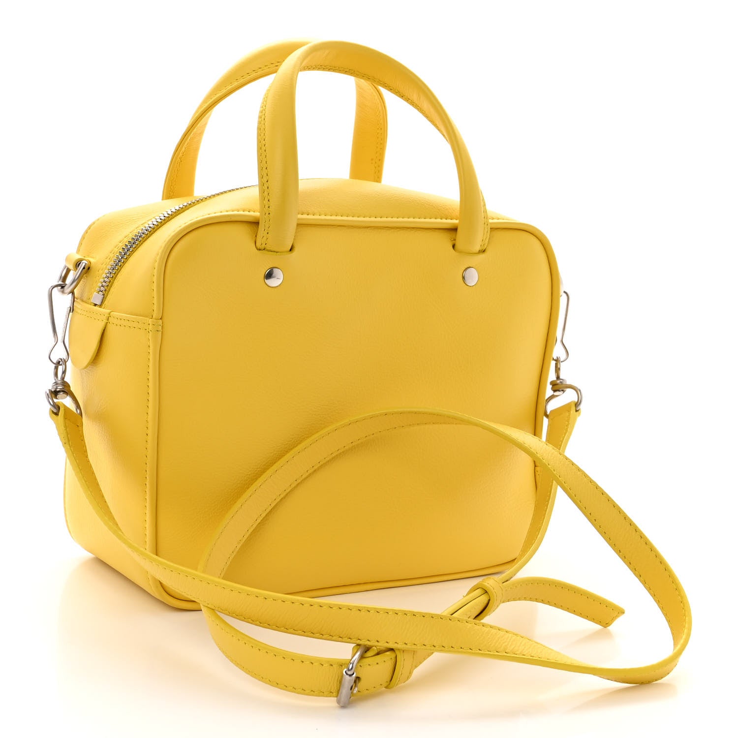 Balenciaga Shiny Day Calfskin Logo XS Triangle Square Bag Jaune Black 3 of 11