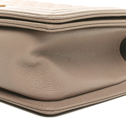 Chanel Caviar Quilted Medium Boy Flap Dark Beige 10 of 11