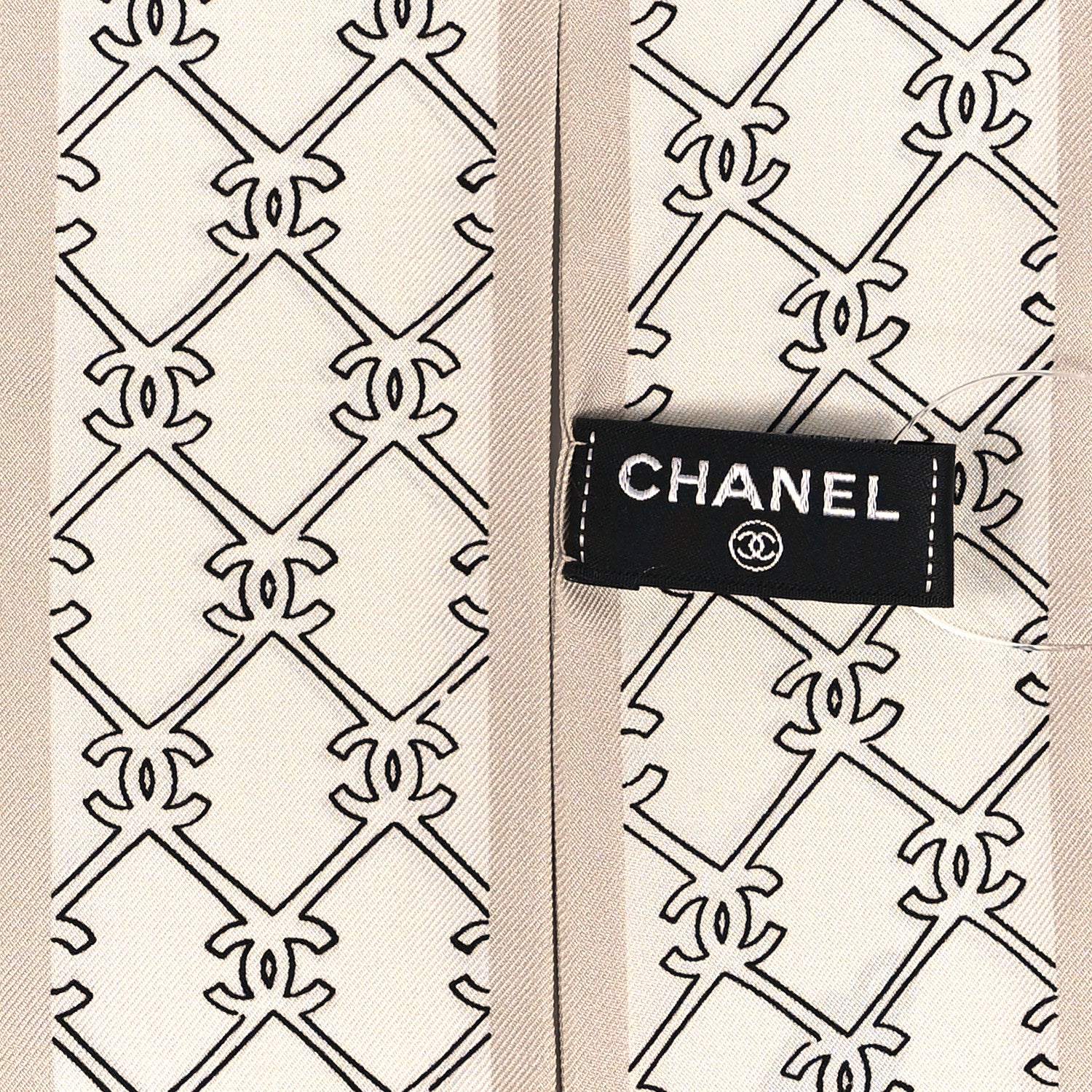 Chanel Silk CC Lucky Symbols Slim Bandeau Scarf Ecru Multicolor 3 of 4