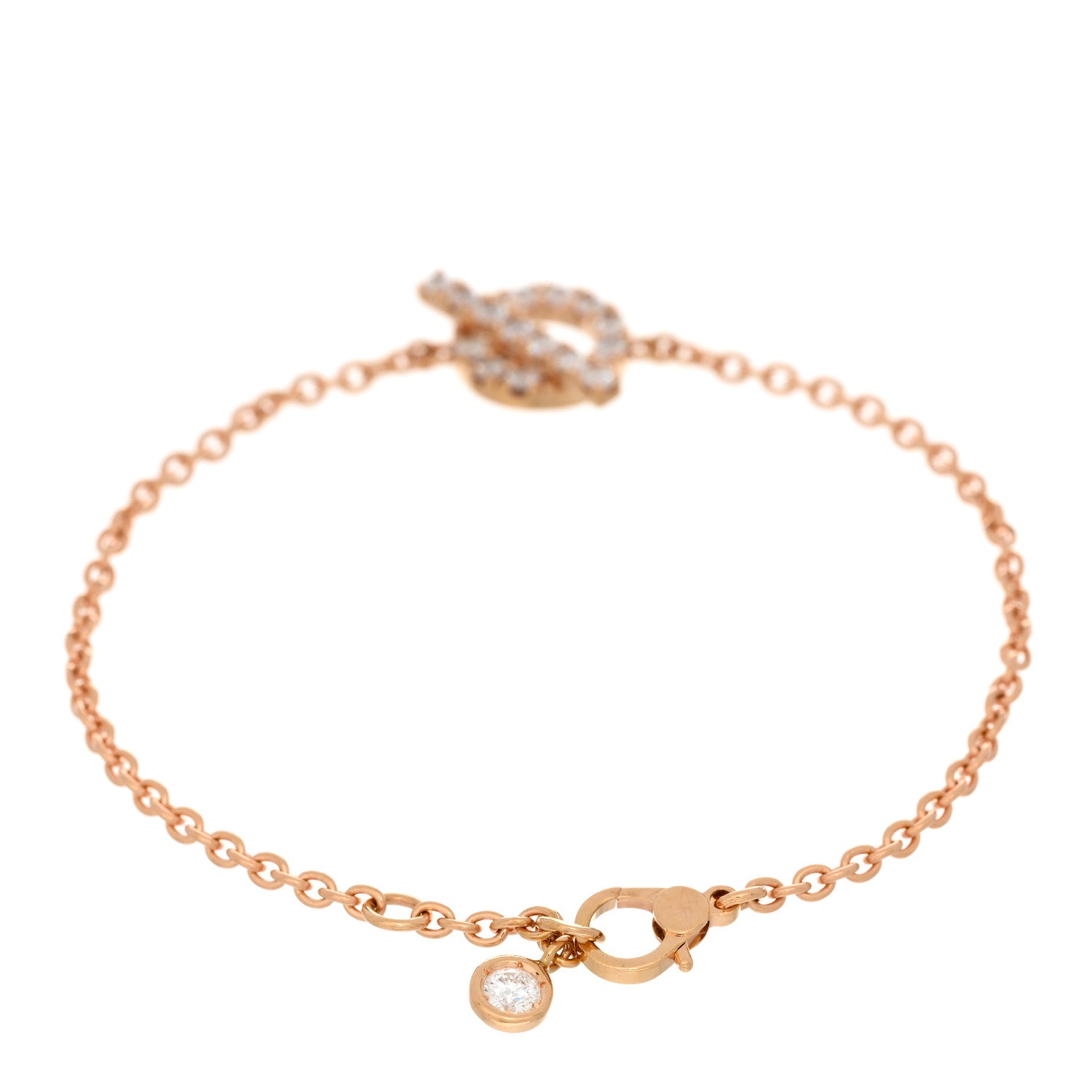 Hermes 18K Rose Gold Diamond Finesse Bracelet SH 2 of 4