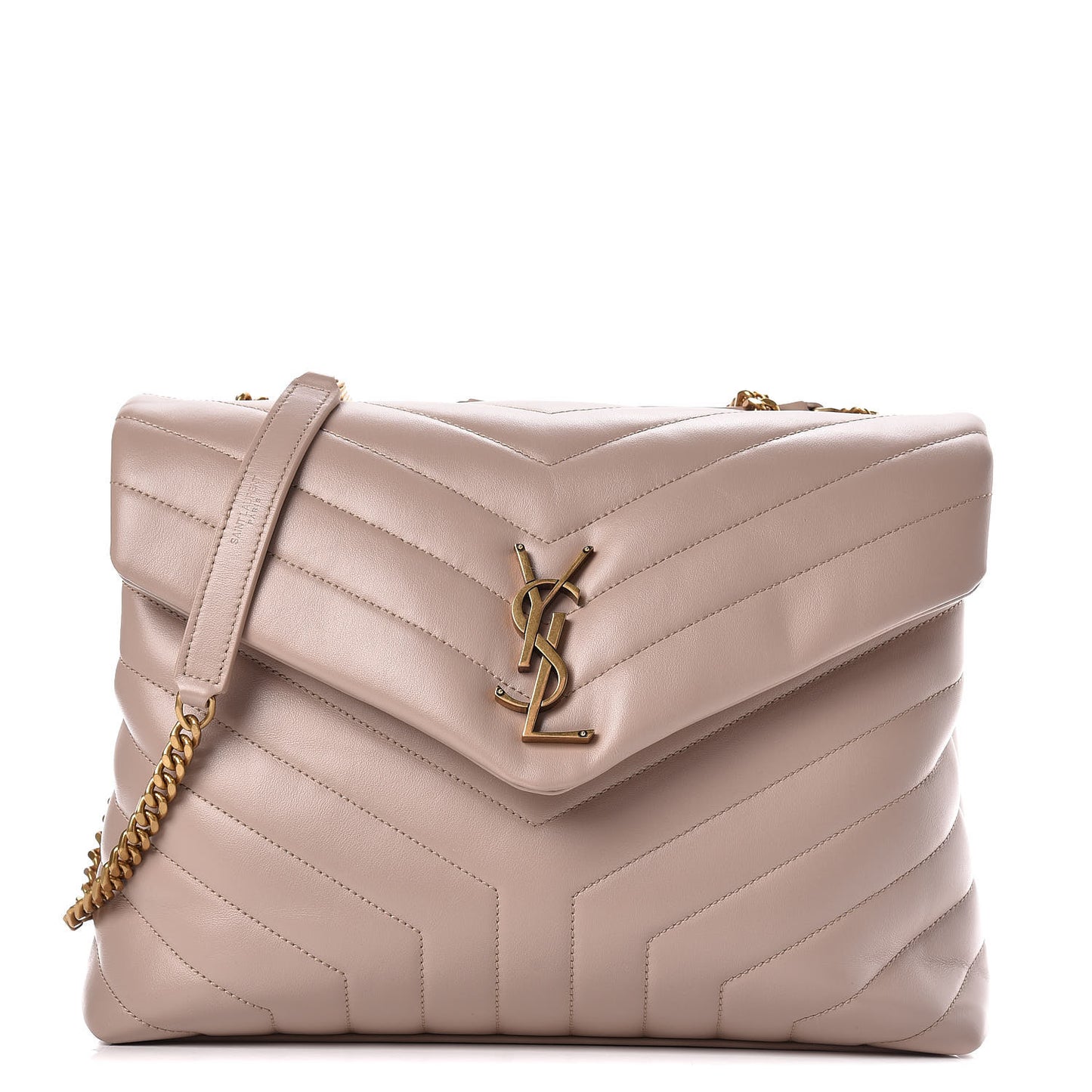 Calfskin Y Quilted Monogram Medium Loulou Chain Satchel Light Natural