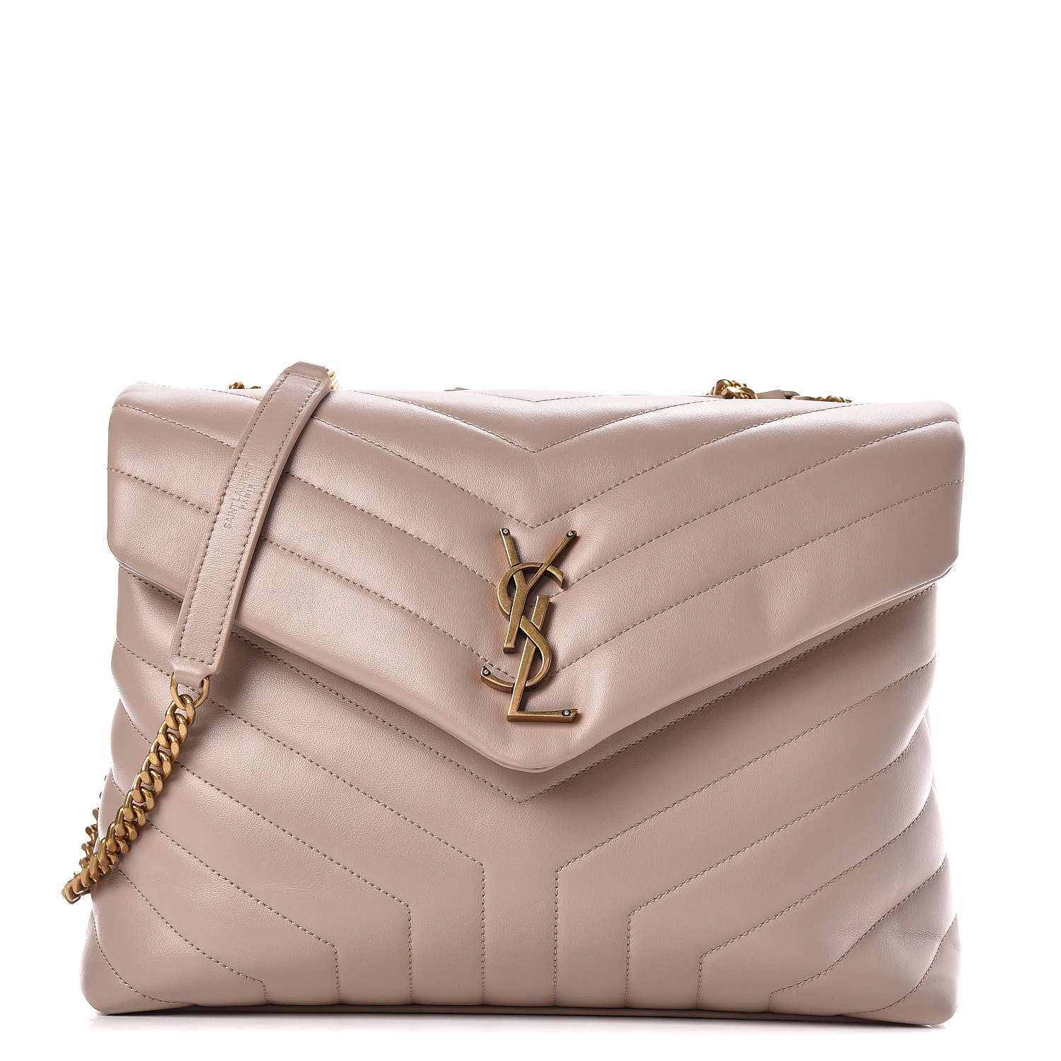 Saint Laurent Calfskin Y Quilted Monogram Medium Loulou Chain Satchel Light Natural 1 of 12