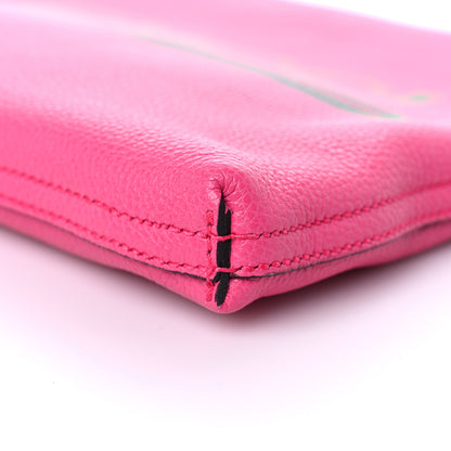 Gucci Pebbled Calfskin Medium Logo Portfolio Clutch Box Pink Green 8 of 9