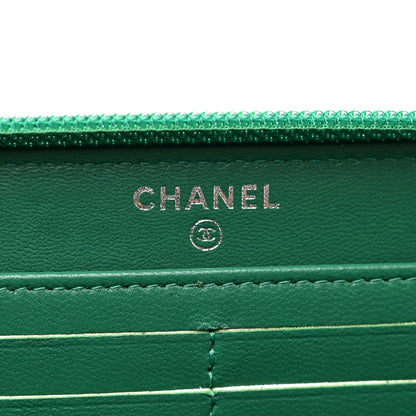Chanel Lambskin Quilted Boy Zip Wallet Green 6 of 8