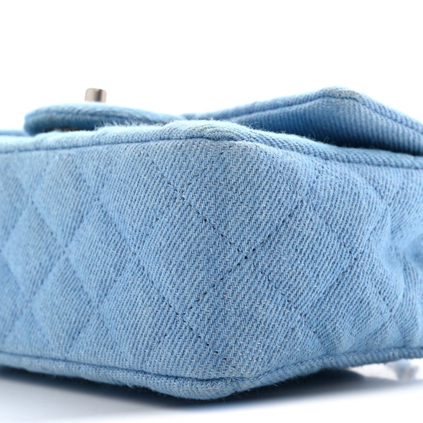 Denim Quilted Mini Rectangular Flap Blue