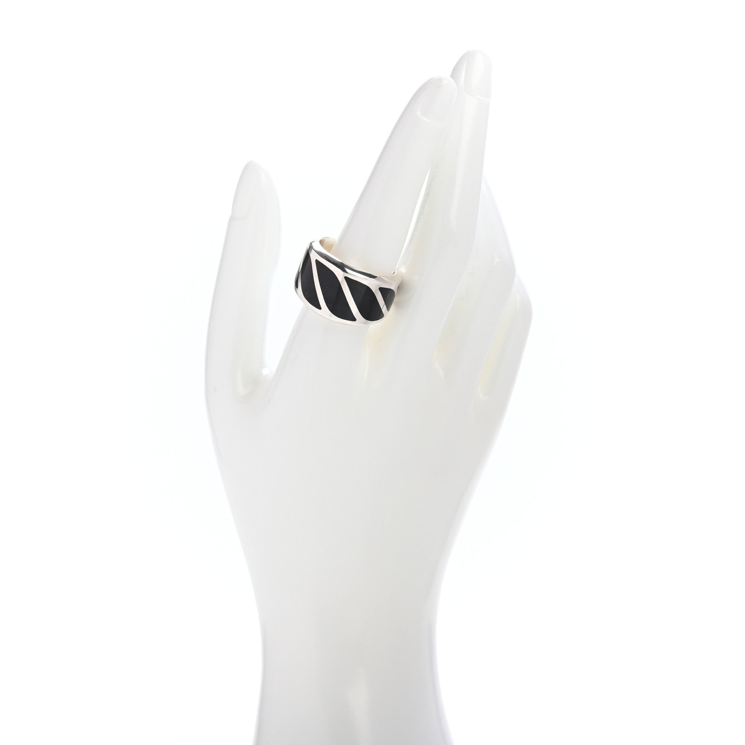 David Yurman Sterling Silver Black Onyx 16mm Graphic Cable Band Ring 63 10.25 2 of 5