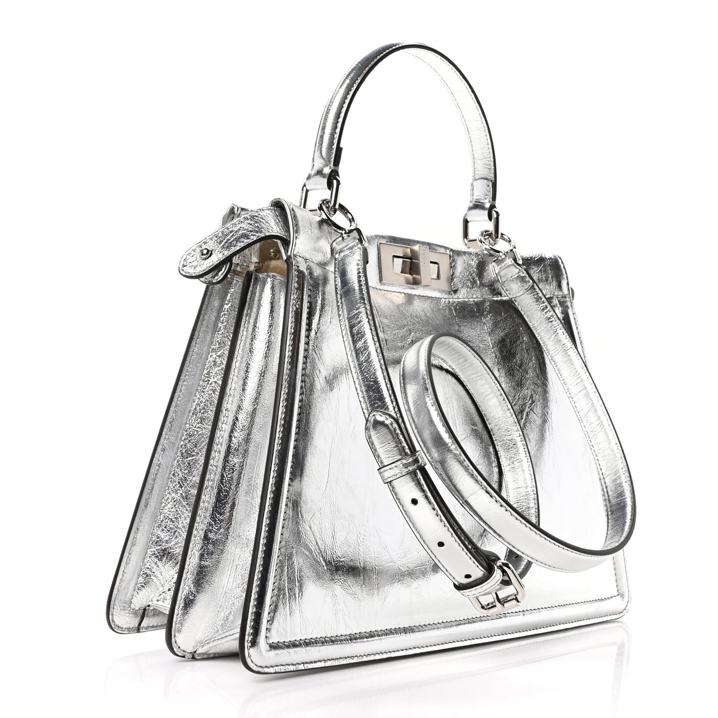 Rock Millenium Laminata Medium Peekaboo I SEE U Satchel Argento