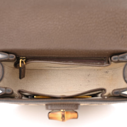 Gucci Monogram Jumbo GG Textured Dollar Calfskin Web Small Bamboo 1947 Top Handle Bag Camel Ebony New Acero 5 of 12