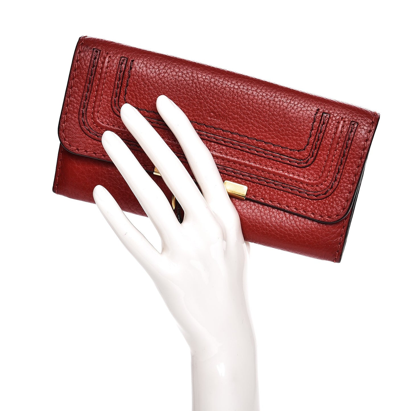 Calfskin Marcie Continental Flap Wallet Poppy