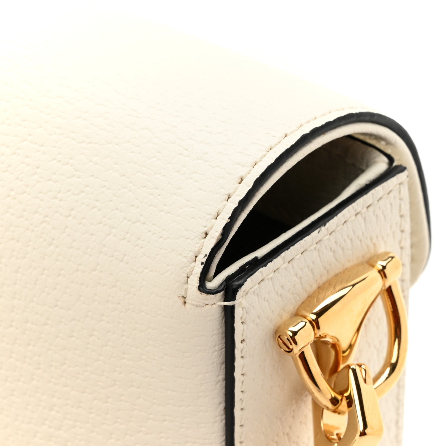 Gucci X ADIDAS Textured Dollar Calfskin Web Trefoil Mini Horsebit 1955 Shoulder Bag Off White Black 10 of 10