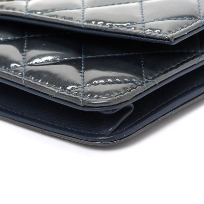Chanel Patent Quilted Brilliant Wallet On Chain WOC Dark Blue 10 of 14