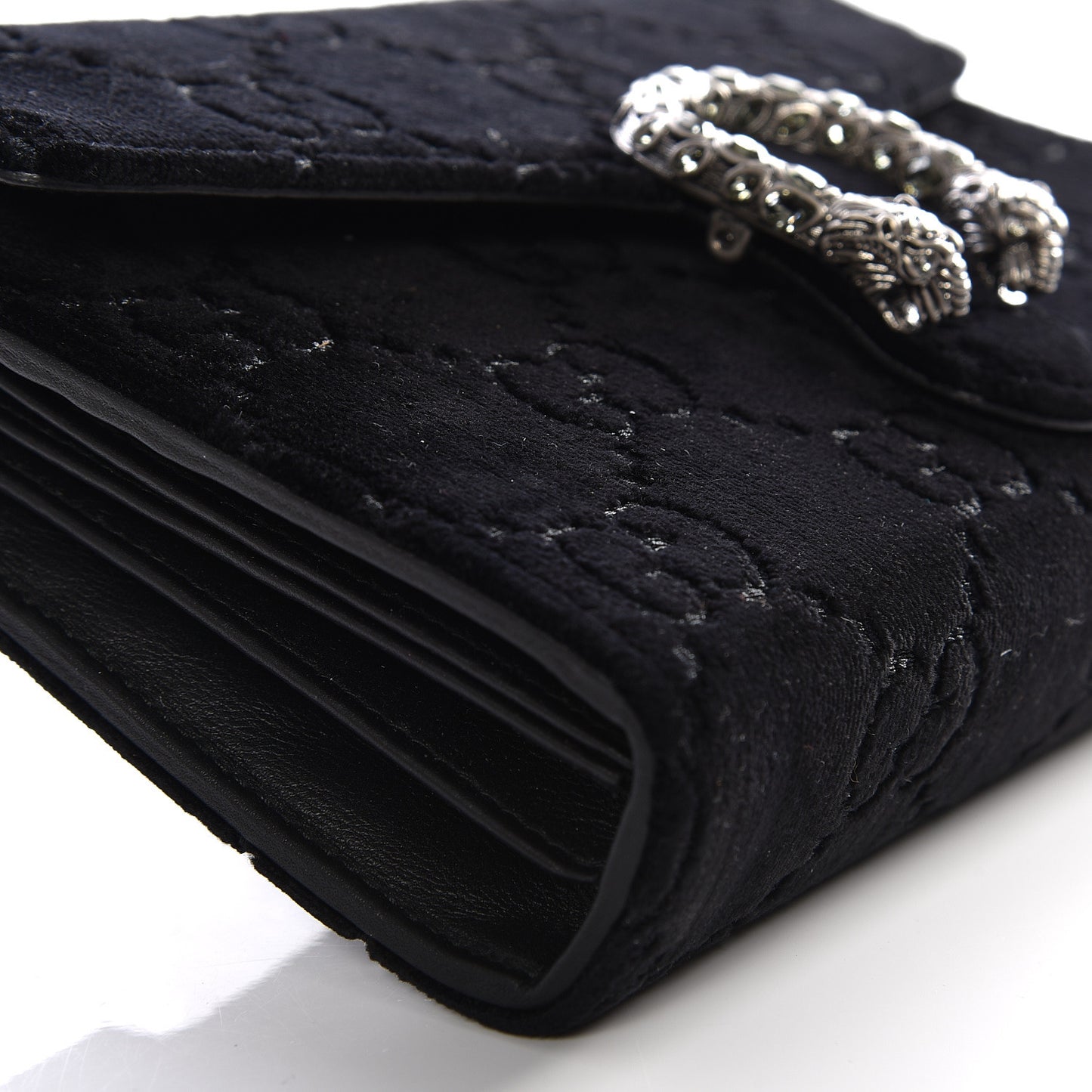 Velvet GG Monogram Mini Dionysus Chain Wallet Black