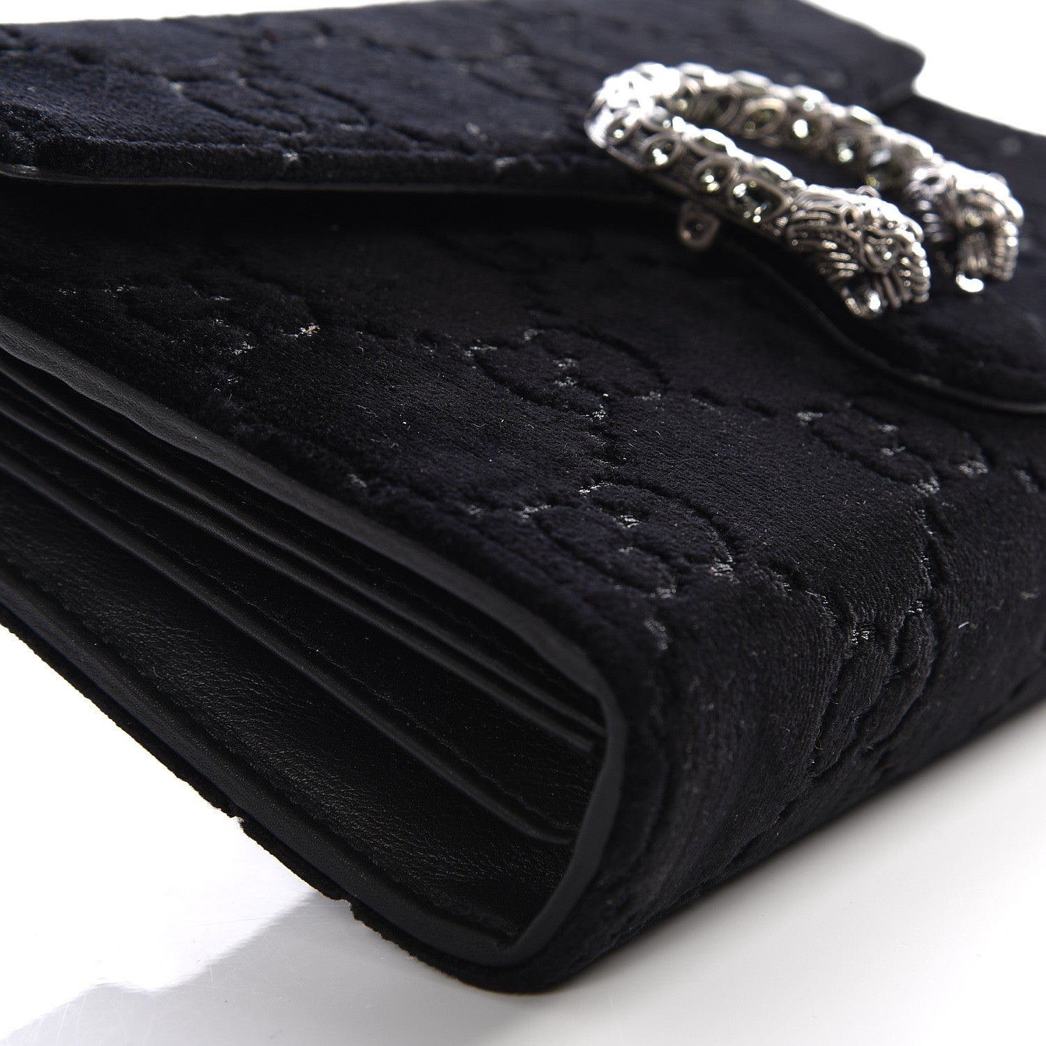 Gucci Velvet GG Monogram Mini Dionysus Chain Wallet Black 7 of 9