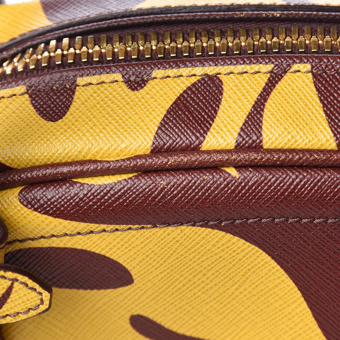 Saffiano Hibiscus Print Bowling Bag Zafferano