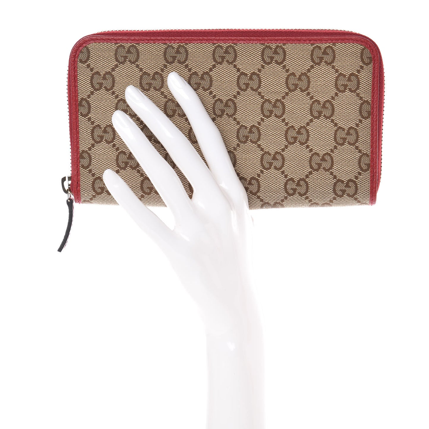 Monogram Dollar Calfskin Zip Around Wallet Beige Ebony Rosso