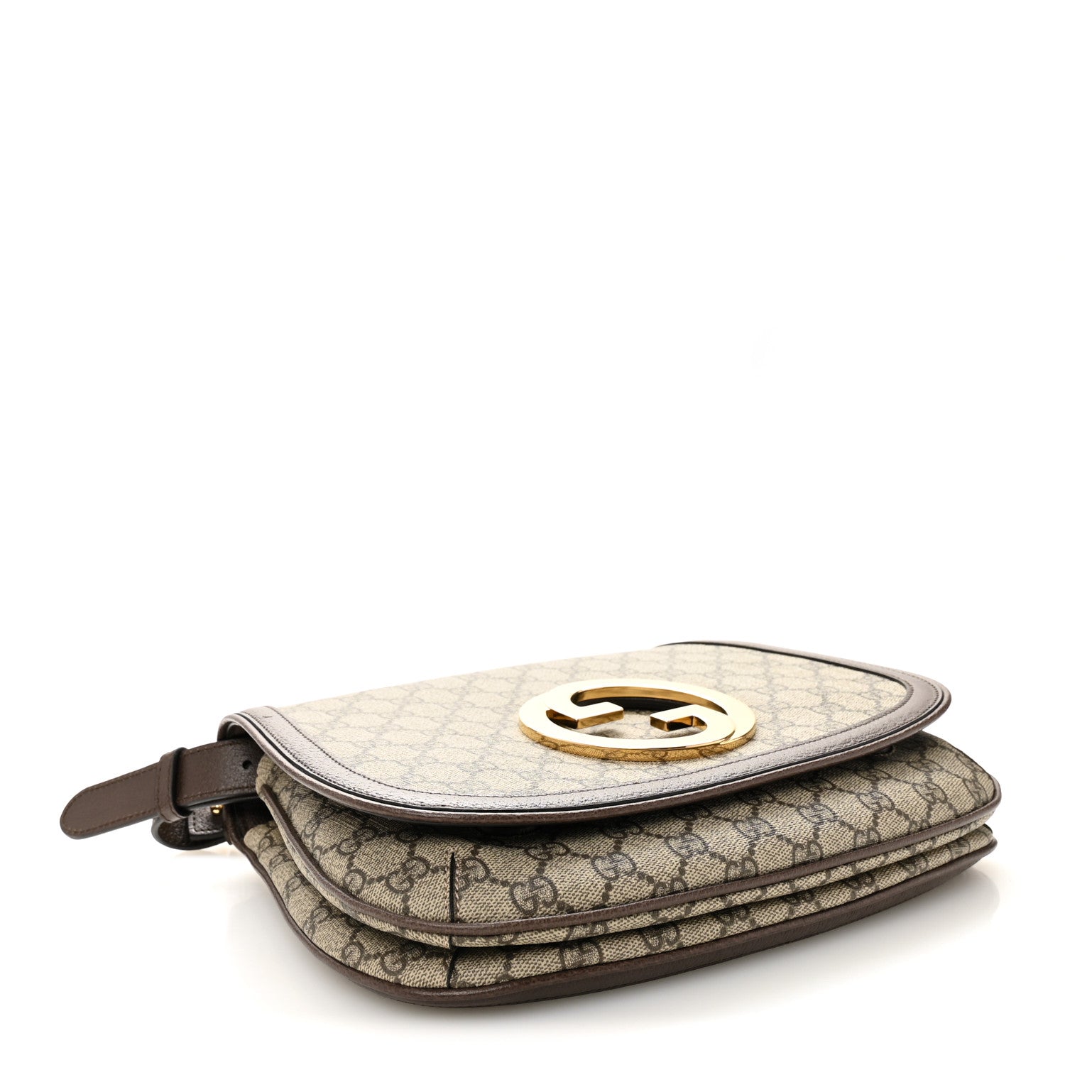 Gucci GG Supreme Monogram Textured Dollar Calfskin Web Medium Blondie Shoulder Flap Bag Beige Ebony New Acero 7 of 19