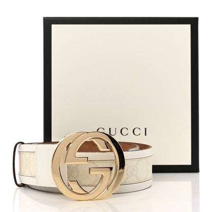 Gucci GG Supreme Monogram Calfskin Double G 40mm Belt 70 28 Off White 6 of 6