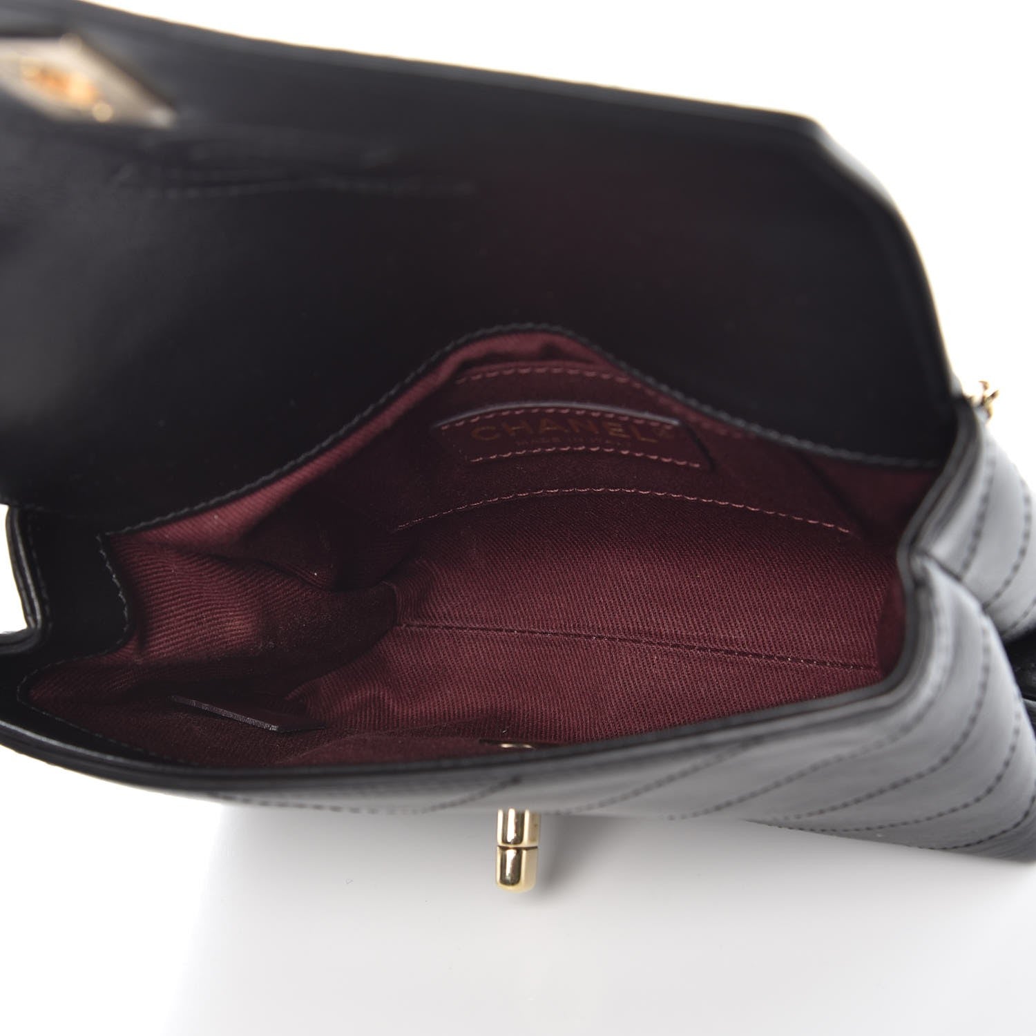 Chanel Calfskin Chevron Stitched Coco Waist Bag Black 5 of 9