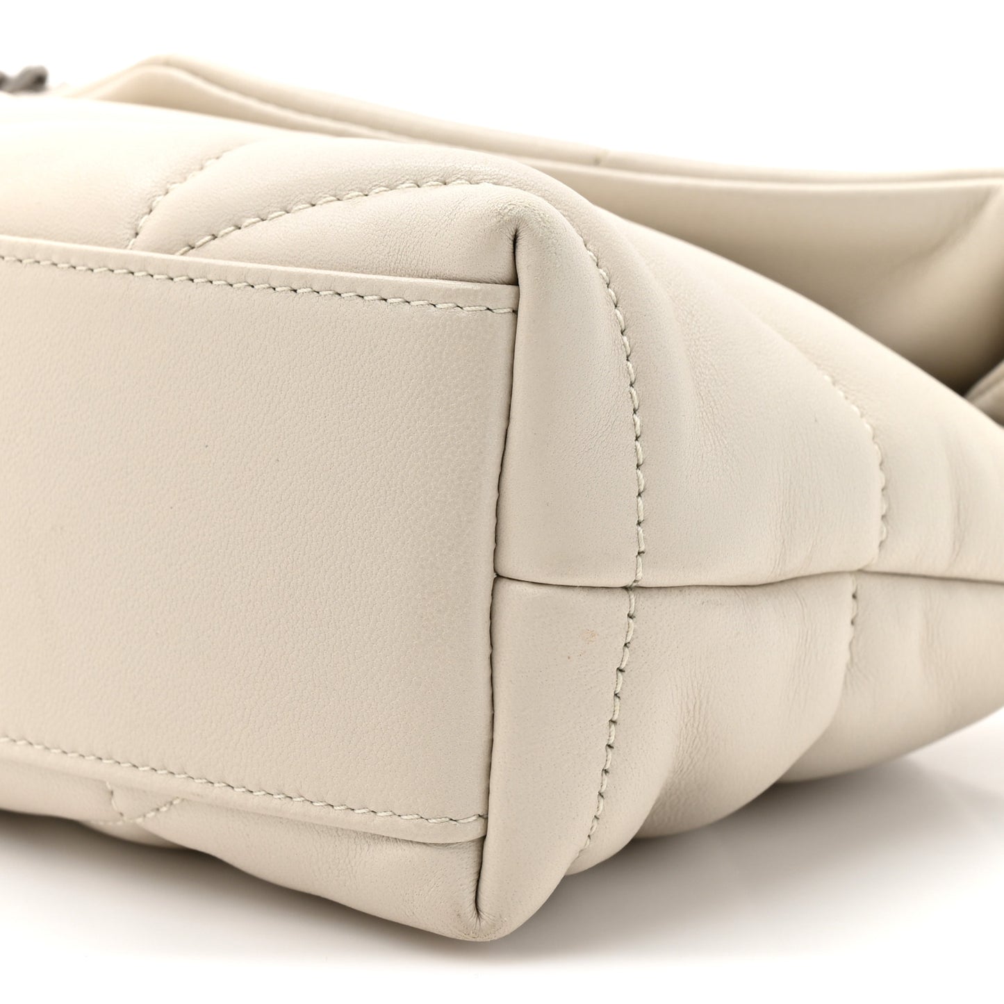 Lambskin Quilted Toy Loulou Puffer Monogram Chain Satchel Crema Soft