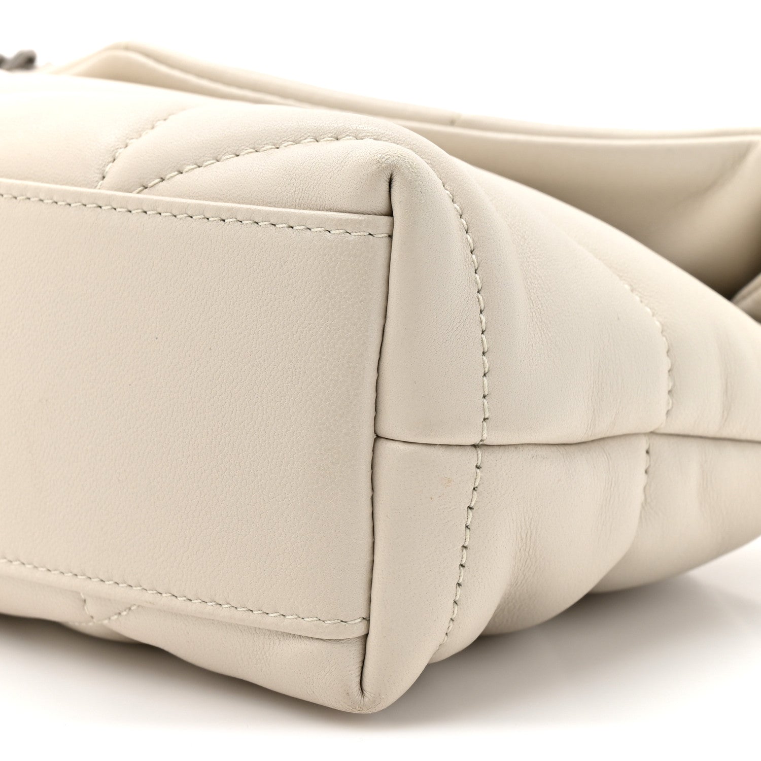 Saint Laurent Lambskin Quilted Toy Loulou Puffer Monogram Chain Satchel Crema Soft 9 of 12