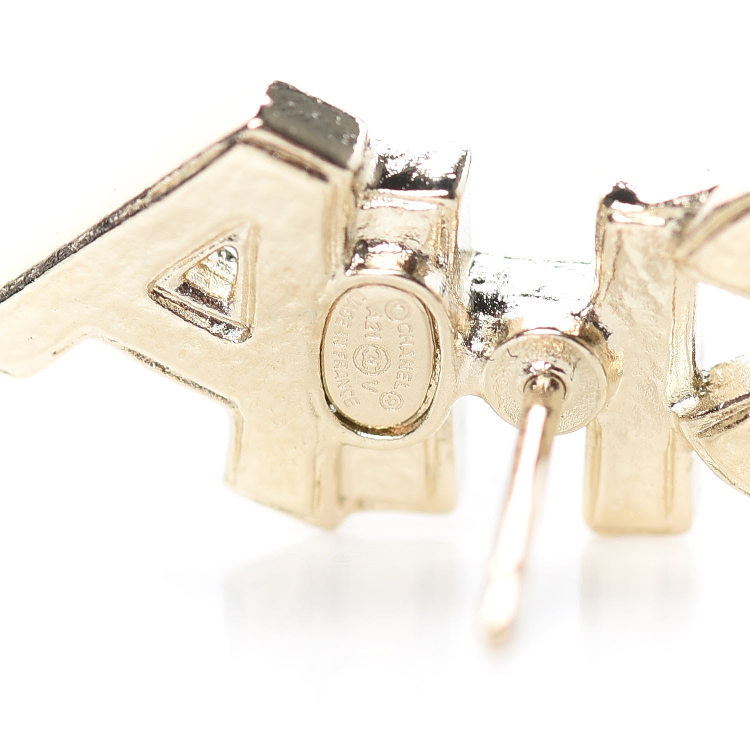 Chanel Crystal Pearl Signature Stud Earrings Gold 4 of 5