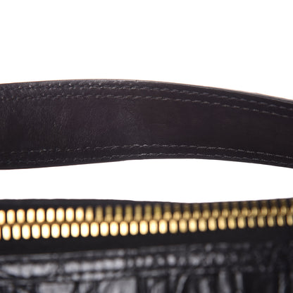 Celine Calfskin Crocodile Embossed Rider Tote Black 8 of 8