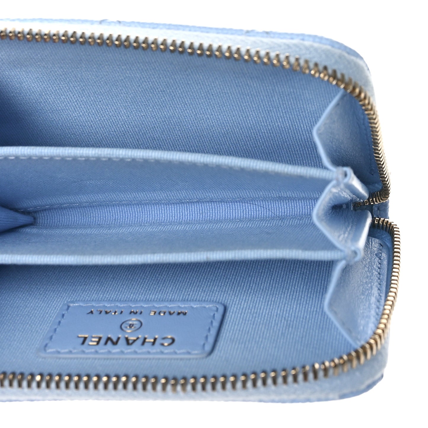 Caviar Quilted Zip Coin Purse Light Blue