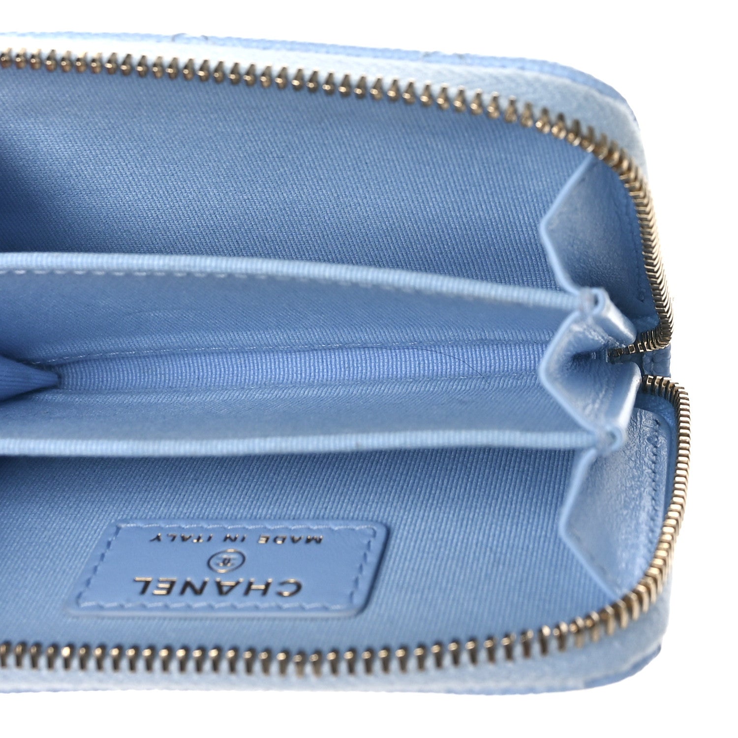 Chanel Caviar Quilted Zip Coin Purse Light Blue 5 of 9