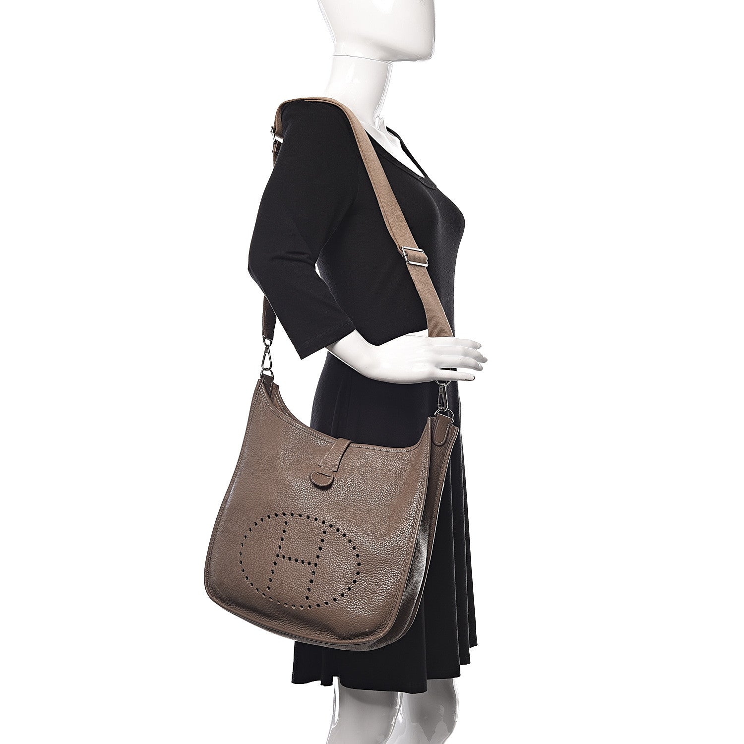 Hermes Taurillon Clemence Evelyne III GM Etoupe 2 of 13