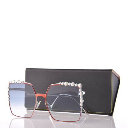 Fendi Metal Dots Square Sunglasses FF 0259/S Red 8 of 8